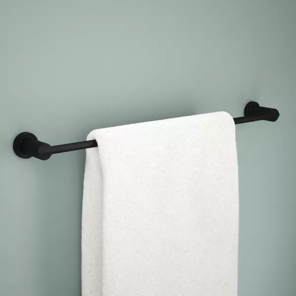 imageDelta Nicoli 1Pack 18 w 6quot Extender Towel Rack for Bathroom Matte Black Extendable 1824quot Towel Bar for Bathroom Wall Towel Holder Rod Wall Mounted NIC18MBMatte Black