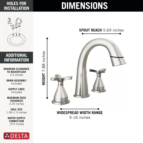 imageDELTA FAUCET 357756SSPDPRDST Stryke Bathroom Faucet Lumicoat Stainless