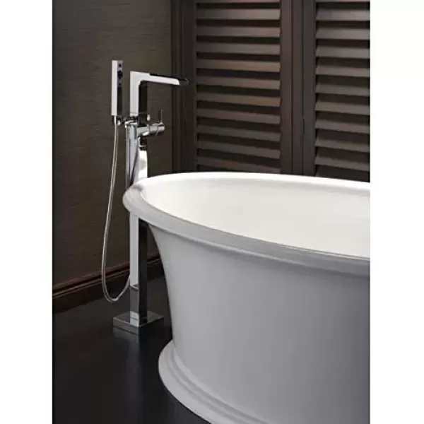 imageDELTA FAUCET T4768BLFL Tub Filler with Handshower FloorMount Matte BlackChrome