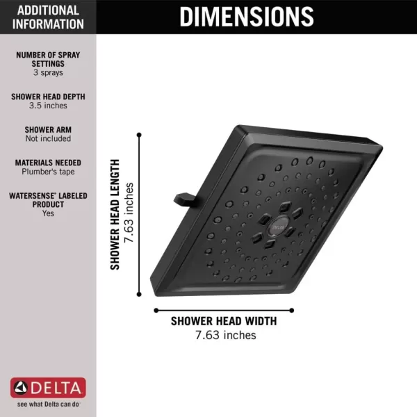 imageDelta Faucet 3Spray H2Okinetic Shower Head Matte Black 52684BL