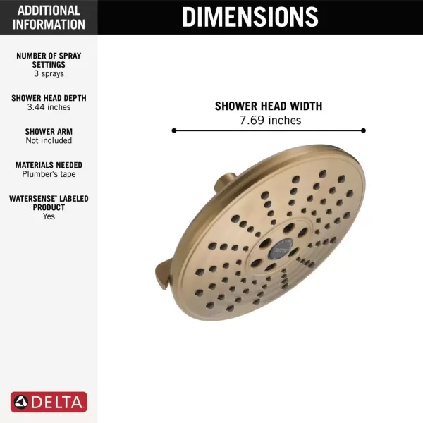 imageDelta Faucet 3Spray TouchClean H2Okinetic Shower Head Matte Black 52688BLChampagne Bronze