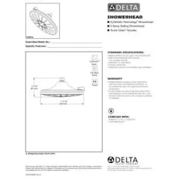 imageDelta Faucet 3Spray TouchClean H2Okinetic Shower Head Matte Black 52688BLChampagne Bronze