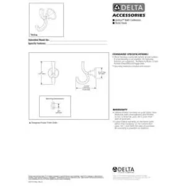 imageDelta Faucet 76435BL Ashlyn Towel Hook Matte BlackStainless
