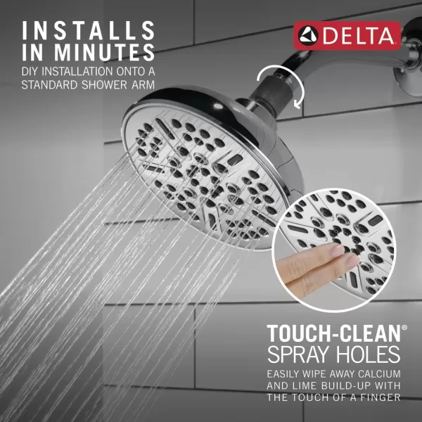 imageDelta Faucet 8Spray TouchClean Matte Black Shower Head Delta Shower Heads Showerhead Shower Head Black 25 GPM Water Flow Matte Black 75898BLChrome