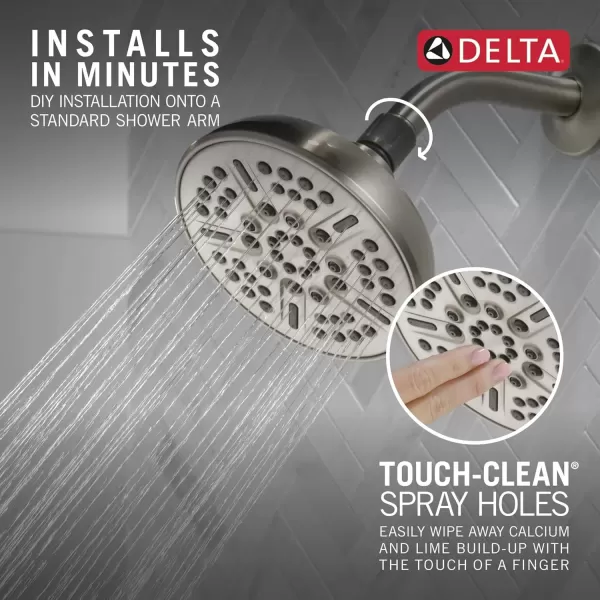 imageDelta Faucet 8Spray TouchClean Matte Black Shower Head Delta Shower Heads Showerhead Shower Head Black 25 GPM Water Flow Matte Black 75898BLSatin Nickel