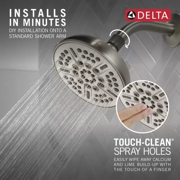 imageDelta Faucet 8Spray TouchClean Matte Black Shower Head Delta Shower Heads Showerhead Shower Head Black 25 GPM Water Flow Matte Black 75898BLSatin Nickel