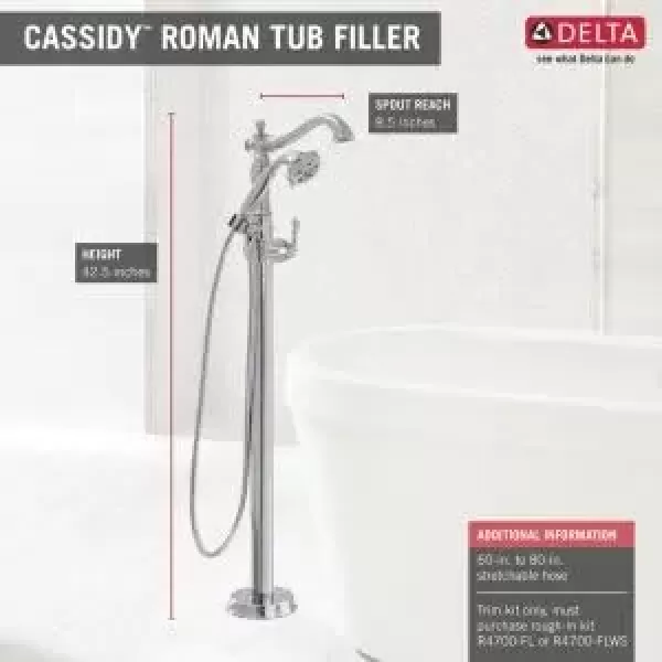 imageDelta Faucet Cassidy FloorMounted Freestanding Tub Filler with Handheld Shower  Tub Faucet  T4797FLLHP  Bathroom Fixtures  Chrome Valve Sold SeparatelyChampagne Bronze