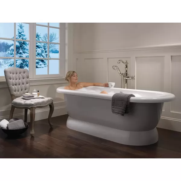 imageDelta Faucet Cassidy FloorMounted Freestanding Tub Filler with Handheld Shower  Tub Faucet  T4797FLLHP  Bathroom Fixtures  Chrome Valve Sold SeparatelyPolished Nickel