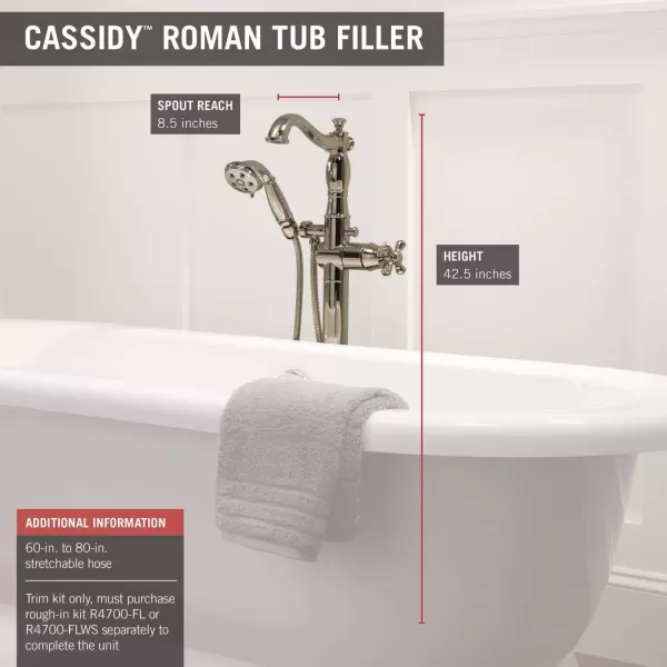 imageDelta Faucet Cassidy FloorMounted Freestanding Tub Filler with Handheld Shower  Tub Faucet  T4797FLLHP  Bathroom Fixtures  Chrome Valve Sold SeparatelyPolished Nickel
