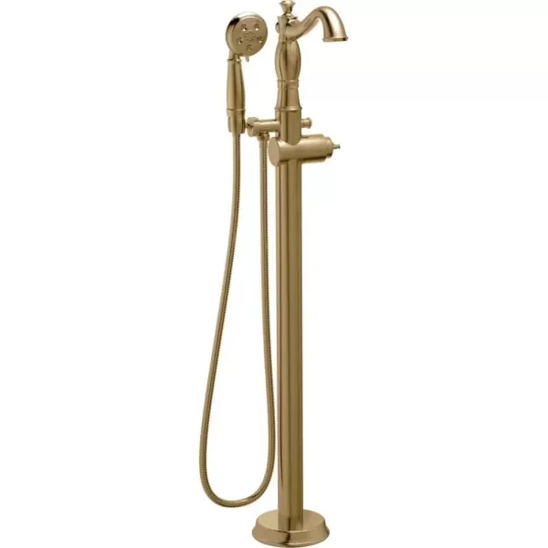 imageDelta Faucet Cassidy FloorMounted Freestanding Tub Filler with Handheld Shower  Tub Faucet  T4797FLLHP  Bathroom Fixtures  Chrome Valve Sold SeparatelyChampagne Bronze