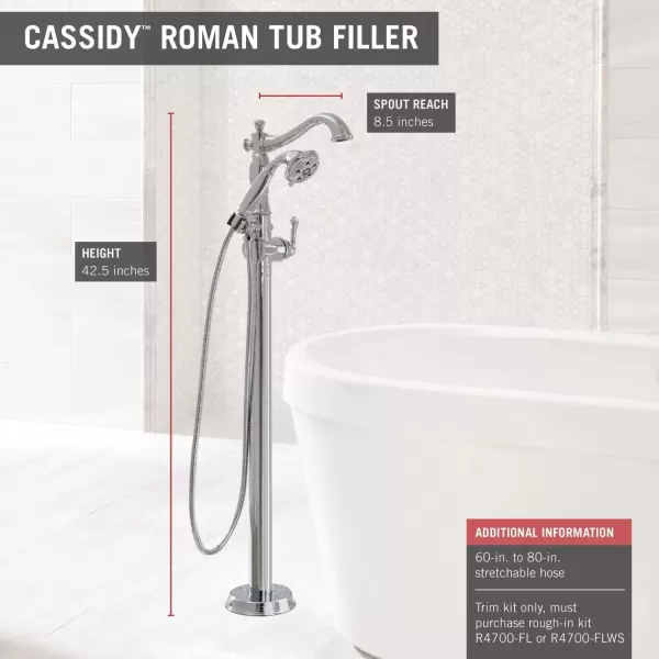 imageDelta Faucet Cassidy FloorMounted Freestanding Tub Filler with Handheld Shower  Tub Faucet  T4797FLLHP  Bathroom Fixtures  Chrome Valve Sold SeparatelyChrome