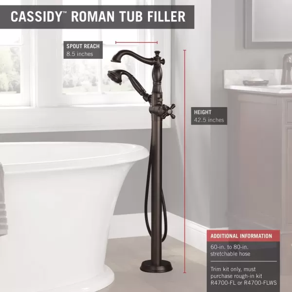 imageDelta Faucet Cassidy FloorMounted Freestanding Tub Filler with Handheld Shower  Tub Faucet  T4797FLLHP  Bathroom Fixtures  Chrome Valve Sold SeparatelyVenetian Bronze