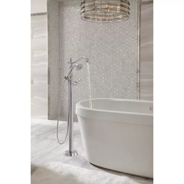 imageDelta Faucet Cassidy FloorMounted Freestanding Tub Filler with Handheld Shower  Tub Faucet  T4797FLLHP  Bathroom Fixtures  Chrome Valve Sold SeparatelyChrome