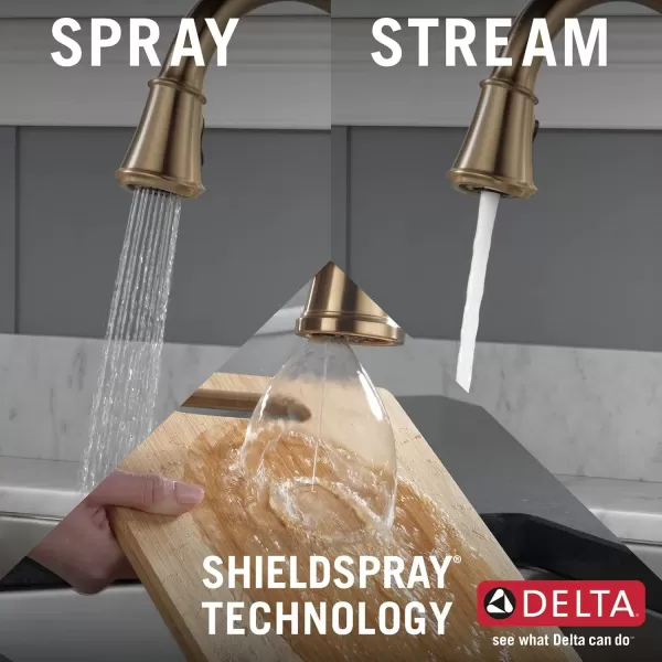 imageDelta Faucet Cassidy Gold Kitchen Faucet Touch Touch Kitchen Faucets with Pull Down Sprayer Kitchen Sink Faucet Delta Touch2O Technology Lumicoat Champagne Bronze 9197TCZPRDST