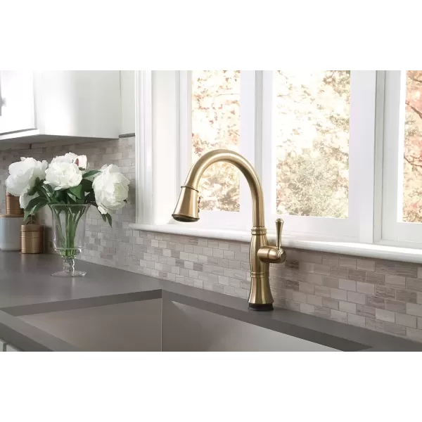 imageDelta Faucet Cassidy Gold Kitchen Faucet Touch Touch Kitchen Faucets with Pull Down Sprayer Kitchen Sink Faucet Delta Touch2O Technology Lumicoat Champagne Bronze 9197TCZPRDST