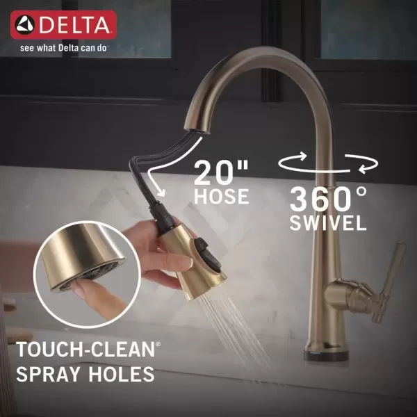 imageDelta Faucet Emmeline Gold Kitchen Faucet Touch Touch Kitchen Faucets with Pull Down Sprayer Kitchen Sink Faucet Delta Touch2O Technology Lumicoat Champagne Bronze 9182TCZPRDST
