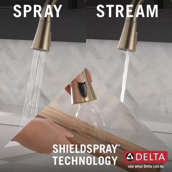 imageDelta Faucet Emmeline Gold Kitchen Faucet Touch Touch Kitchen Faucets with Pull Down Sprayer Kitchen Sink Faucet Delta Touch2O Technology Lumicoat Champagne Bronze 9182TCZPRDST