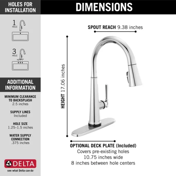 imageDelta Faucet Emmeline Touch Kitchen Faucet Chrome Chrome Kitchen Faucets with Pull Down Sprayer Kitchen Sink Faucet Touch Faucet Delta Touch2O Technology Lumicoat Chrome 9182TPRDST