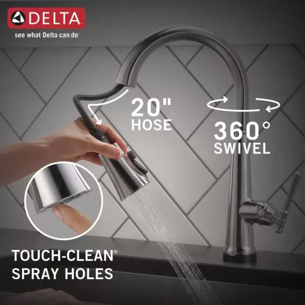 imageDelta Faucet Emmeline Touch Kitchen Faucet Chrome Chrome Kitchen Faucets with Pull Down Sprayer Kitchen Sink Faucet Touch Faucet Delta Touch2O Technology Lumicoat Chrome 9182TPRDST