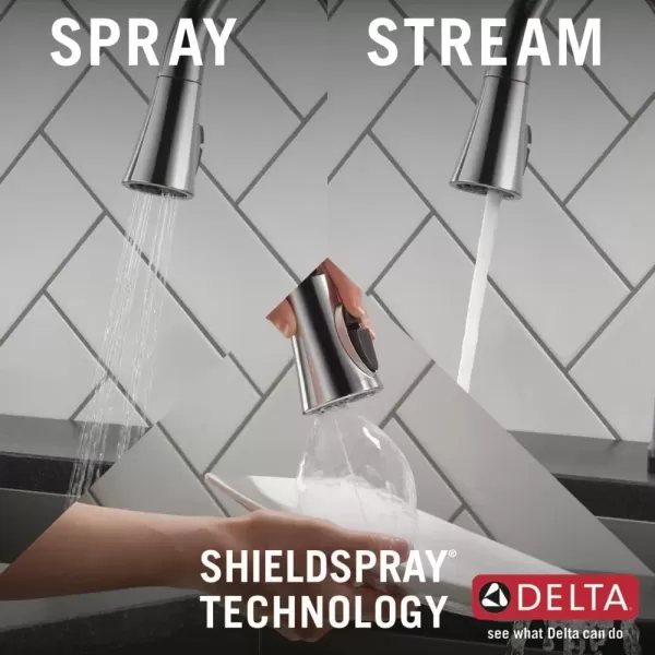imageDelta Faucet Emmeline Touch Kitchen Faucet Chrome Chrome Kitchen Faucets with Pull Down Sprayer Kitchen Sink Faucet Touch Faucet Delta Touch2O Technology Lumicoat Chrome 9182TPRDST