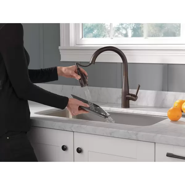 imageDelta Faucet Essa VoiceIQ Touchless Kitchen Faucet with Pull Down Sprayer Smart Faucet Alexa and Google Assistant Voice Activated Kitchen Sink Faucet Chrome 9113TVDSTVenetian Bronze