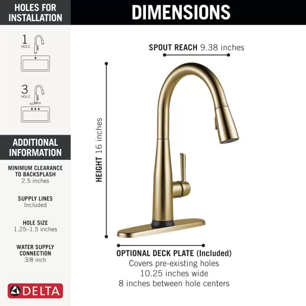 imageDelta Faucet Essa VoiceIQ Touchless Kitchen Faucet with Pull Down Sprayer Smart Faucet Alexa and Google Assistant Voice Activated Kitchen Sink Faucet Chrome 9113TVDSTChampagne Bronze