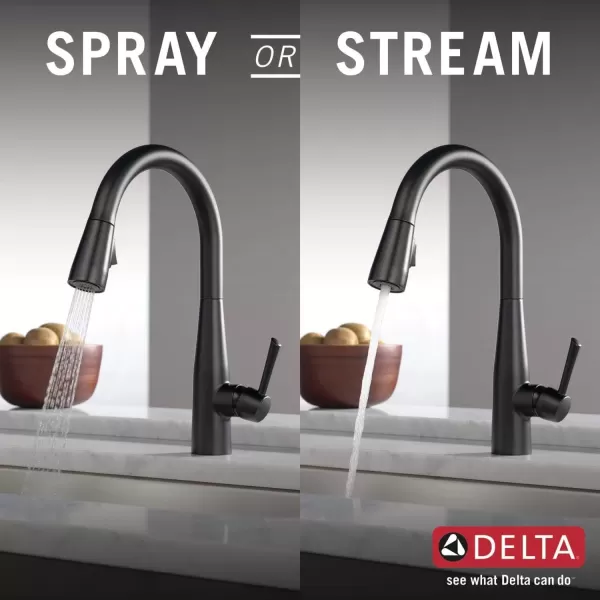 imageDelta Faucet Essa VoiceIQ Touchless Kitchen Faucet with Pull Down Sprayer Smart Faucet Alexa and Google Assistant Voice Activated Kitchen Sink Faucet Chrome 9113TVDSTMatte Black