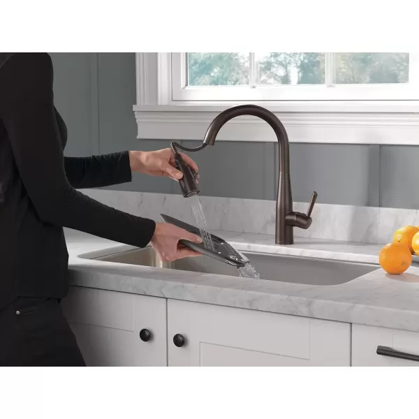 imageDelta Faucet Essa VoiceIQ Touchless Kitchen Faucet with Pull Down Sprayer Smart Faucet Alexa and Google Assistant Voice Activated Kitchen Sink Faucet Chrome 9113TVDSTVenetian Bronze