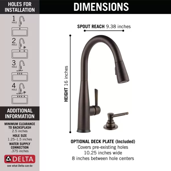 imageDelta Faucet Essa VoiceIQ Touchless Kitchen Faucet with Pull Down Sprayer Smart Faucet Alexa and Google Assistant Voice Activated Kitchen Sink Faucet Chrome 9113TVDSTVenetian Bronze