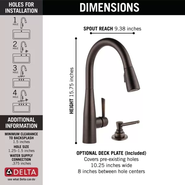 imageDelta Faucet Essa VoiceIQ Touchless Kitchen Faucet with Pull Down Sprayer Smart Faucet Alexa and Google Assistant Voice Activated Kitchen Sink Faucet Chrome 9113TVDSTVenetian Bronze