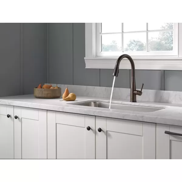 imageDelta Faucet Essa VoiceIQ Touchless Kitchen Faucet with Pull Down Sprayer Smart Faucet Alexa and Google Assistant Voice Activated Kitchen Sink Faucet Chrome 9113TVDSTVenetian Bronze