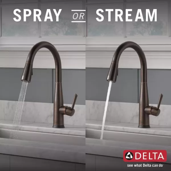 imageDelta Faucet Essa VoiceIQ Touchless Kitchen Faucet with Pull Down Sprayer Smart Faucet Alexa and Google Assistant Voice Activated Kitchen Sink Faucet Chrome 9113TVDSTVenetian Bronze