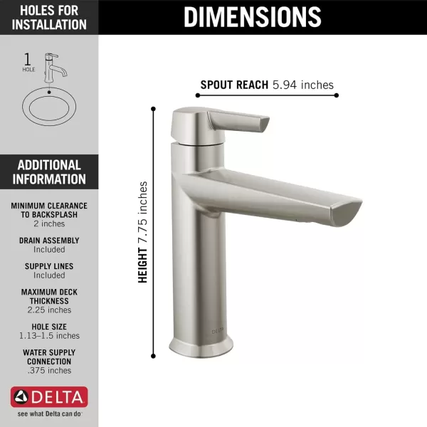 imageDelta Faucet Galeon Single Hole Bathroom Faucet Chrome Bathroom Faucets for Sink 1 Hole Single Handle Bathroom Sink Faucet Diamond Seal Technology Lumicoat Chrome 571PRMPUDSTLumicoat Stainless