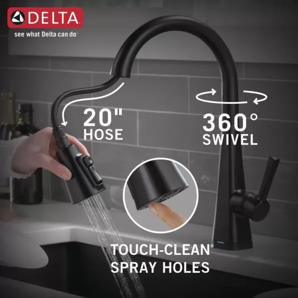 imageDelta Faucet Lenta Matte Black Kitchen Faucet Touch Touch Kitchen Faucets with Pull Down Sprayer Kitchen Sink Faucet Kitchen Faucet Black Touch2O Technology Matte Black 19802TZBLDSTMatte Black
