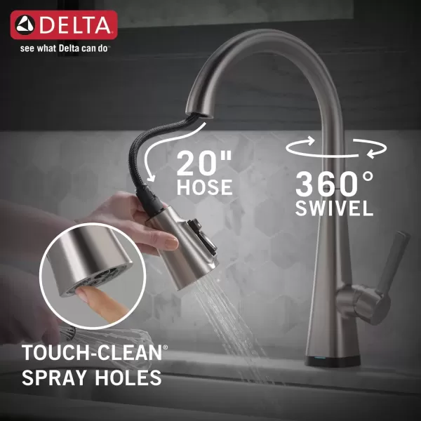 imageDelta Faucet Lenta Matte Black Kitchen Faucet Touch Touch Kitchen Faucets with Pull Down Sprayer Kitchen Sink Faucet Kitchen Faucet Black Touch2O Technology Matte Black 19802TZBLDSTSpotshield Stainless