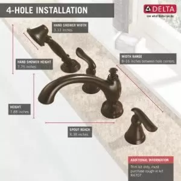 imageDelta Faucet Linden Roman Tub Faucet with Hand Shower  T4794CZ  Bathroom Tub Faucet Handles ampamp Hand Shower  Classic Bathroom Accessories  Champagne Bronze Valve Sold SeparatelyStainless