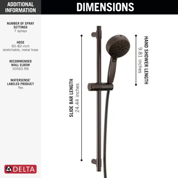 imageDelta Faucet ProClean Brushed Nickel Hand Shower with Slide Bar Handheld Shower with High Pressure Spray Shower System with Handheld Lumicoat Stainless 51584SSPRVenetian Bronze