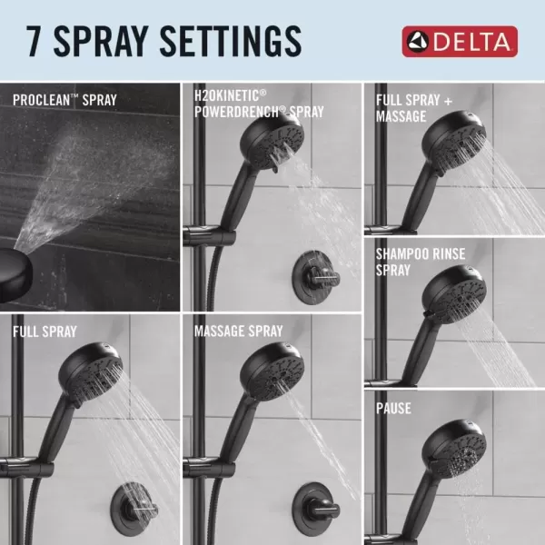 imageDelta Faucet ProClean Brushed Nickel Hand Shower with Slide Bar Handheld Shower with High Pressure Spray Shower System with Handheld Lumicoat Stainless 51584SSPRMatte Black