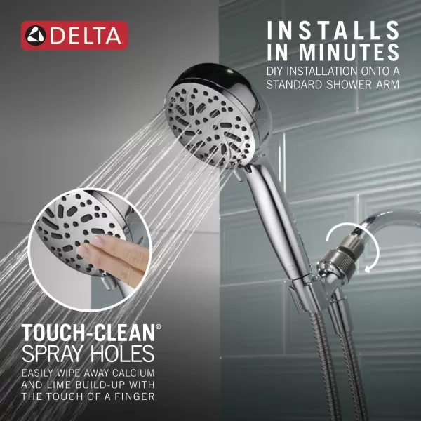 imageDelta Faucet ProClean Matte Black Shower Head with Handheld Showerhead with High Pressure Spray Handheld Shower Head 6 Spray Settings Matte Black 75740BLChrome