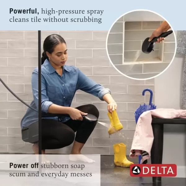 imageDelta Faucet ProClean Matte Black Shower Head with Handheld Showerhead with High Pressure Spray Handheld Shower Head 6 Spray Settings Matte Black 75740BLMatte Black