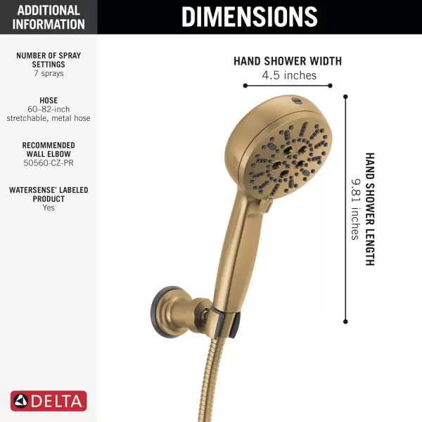 imageDelta Faucet ProClean Oil Rubbed Bronze WallMount Handheld Shower Handheld Shower with High Pressure Spray Shower System with Handheld Venetian Bronze 55884RBLumicoat Champagne Bronze