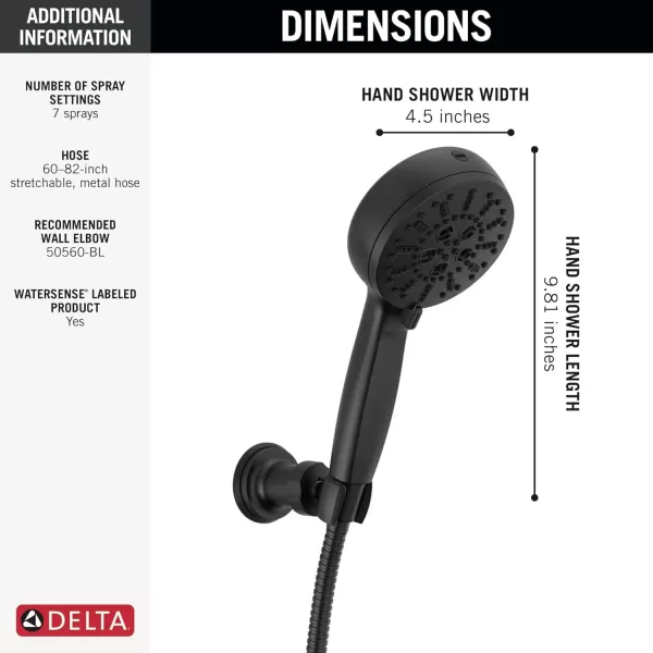 imageDelta Faucet ProClean Oil Rubbed Bronze WallMount Handheld Shower Handheld Shower with High Pressure Spray Shower System with Handheld Venetian Bronze 55884RBMatte Black