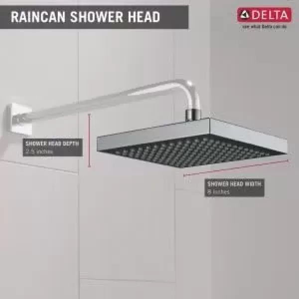imageDelta Faucet SingleSpray Rain Shower Head Black Rainfall Shower Head Black Square Shower Head Matte Black Delta Rain Shower Metal Shower Head Matte Black 52841BL 175 GPM Water FlowStainless