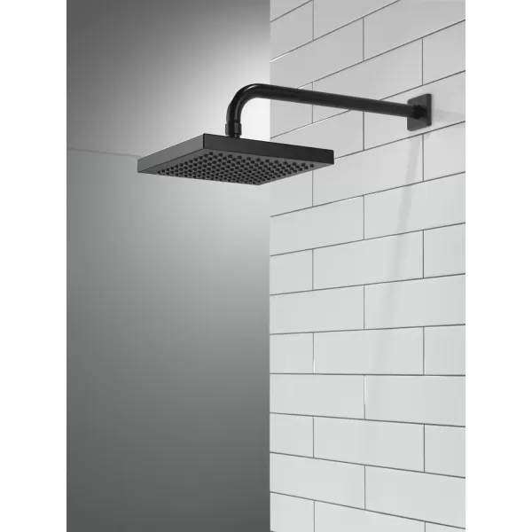 imageDelta Faucet SingleSpray Rain Shower Head Black Rainfall Shower Head Black Square Shower Head Matte Black Delta Rain Shower Metal Shower Head Matte Black 52841BL 175 GPM Water FlowMatte Black