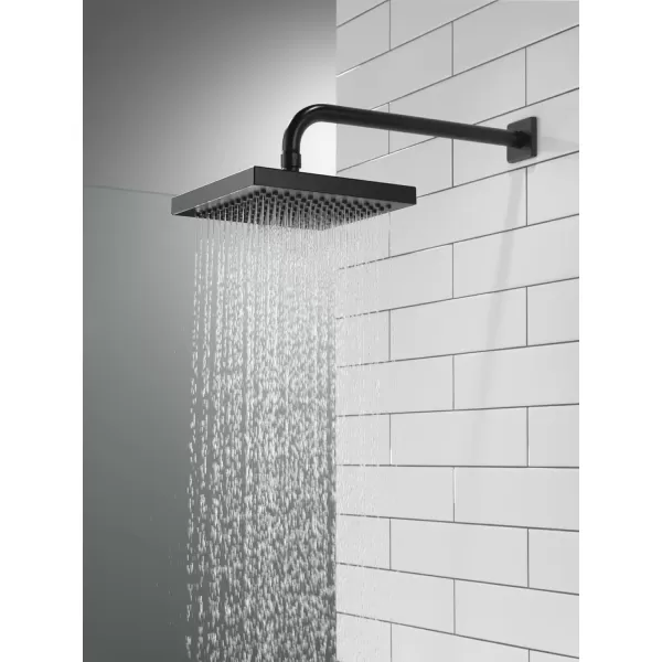 imageDelta Faucet SingleSpray Rain Shower Head Black Rainfall Shower Head Black Square Shower Head Matte Black Delta Rain Shower Metal Shower Head Matte Black 52841BL 175 GPM Water FlowMatte Black