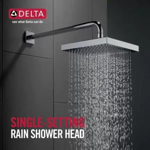 imageDelta Faucet SingleSpray Rain Shower Head Black Rainfall Shower Head Black Square Shower Head Matte Black Delta Rain Shower Metal Shower Head Matte Black 52841BL 175 GPM Water FlowChrome