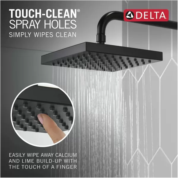 imageDelta Faucet SingleSpray Rain Shower Head Black Rainfall Shower Head Black Square Shower Head Matte Black Delta Rain Shower Metal Shower Head Matte Black 52841BL 175 GPM Water FlowChrome