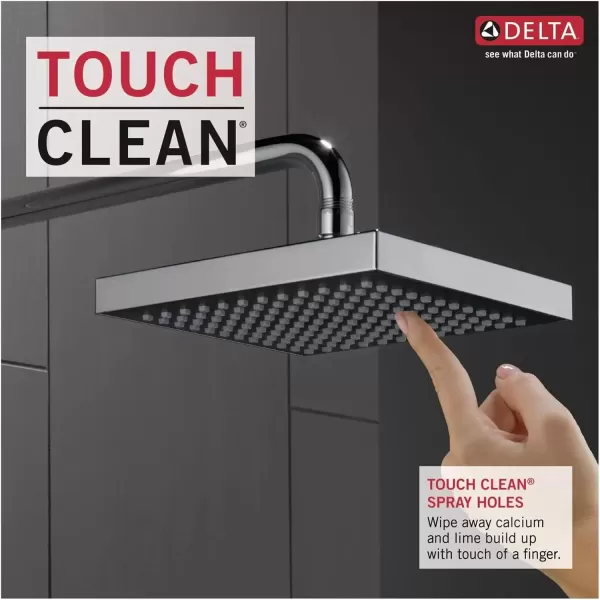 imageDelta Faucet SingleSpray Rain Shower Head Black Rainfall Shower Head Black Square Shower Head Matte Black Delta Rain Shower Metal Shower Head Matte Black 52841BL 175 GPM Water FlowChrome