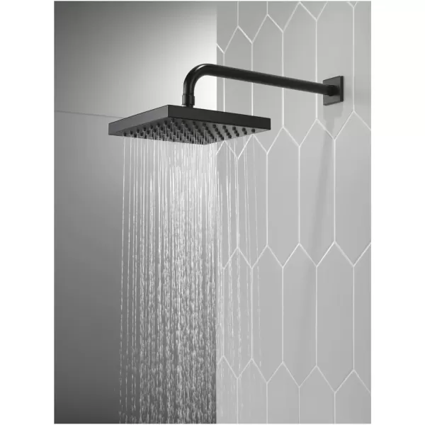 imageDelta Faucet SingleSpray Rain Shower Head Black Rainfall Shower Head Black Square Shower Head Matte Black Delta Rain Shower Metal Shower Head Matte Black 52841BL 175 GPM Water FlowChrome