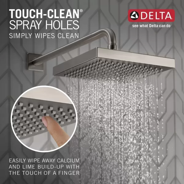imageDelta Faucet SingleSpray Rain Shower Head Black Rainfall Shower Head Black Square Shower Head Matte Black Delta Rain Shower Metal Shower Head Matte Black 52841BL 175 GPM Water FlowStainless